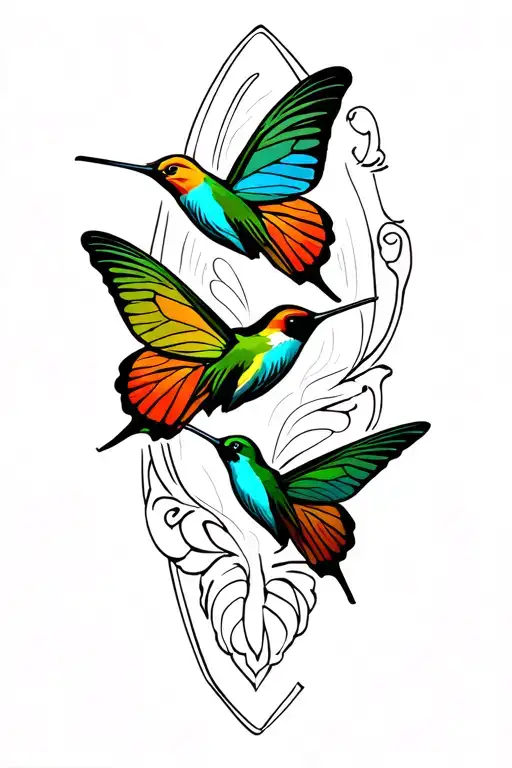 Men's Butterfly Tattto For The Calf With 2 Humming Birds Making Up The Wings