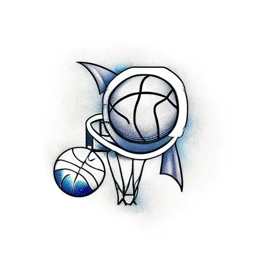 A Realistic Tattoo Of A Bat Playing Basketball With A Hoop In The Background
