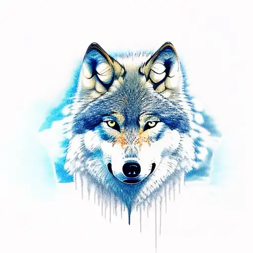 Wolf Drinking From A River