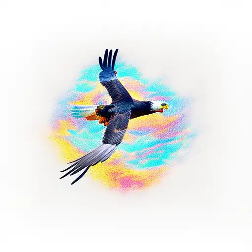 An Eagle Soaring Through A Fiery Sky