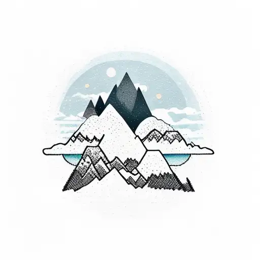 A Tattoo Depicting A Serene Mountain Landscape With A Quote About Love