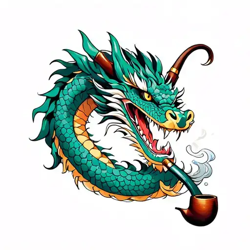 Japanese Dragon Smoking Pipe Halfsleeve