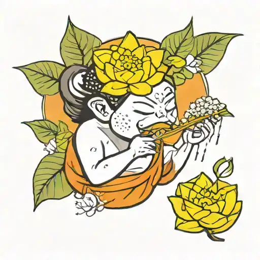 Onigiri Person Smelling Lotus Flower