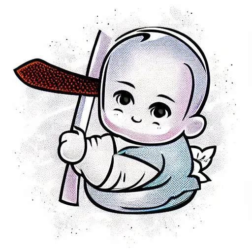 Cute Baby Holding Katana