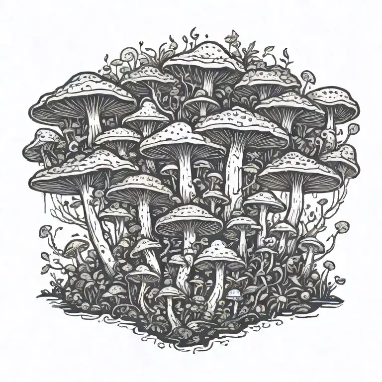 A Psychedelic Mushroom Forest With Hidden Political Symbols And Messages Of Kindness And Balance