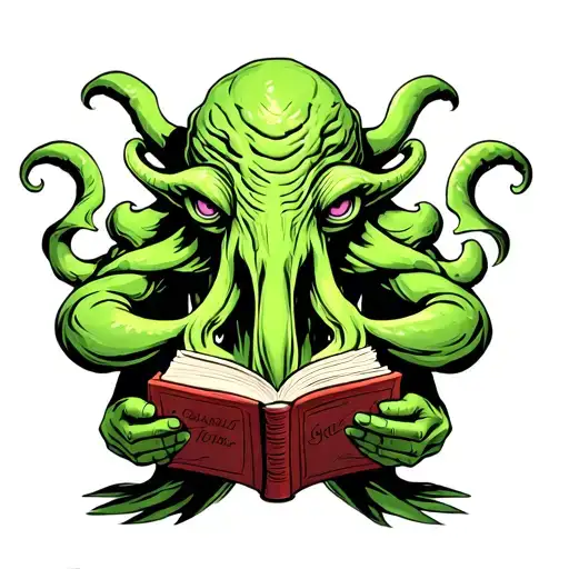 Cthulhu With A Book In His Hands Holding