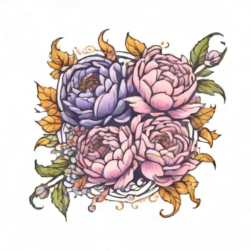 Scorpio And Virgo Zodiac With Flowers Aster And Peony Flowers