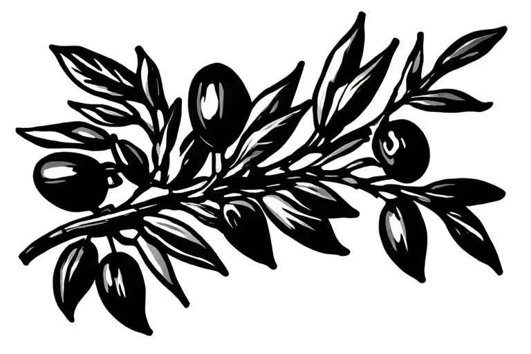 Horizontal Olive Branch Black And White