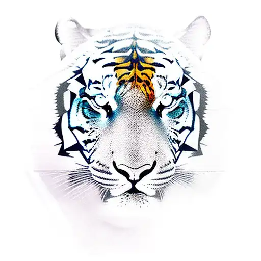 Geometric Tiger With Neon Eyes