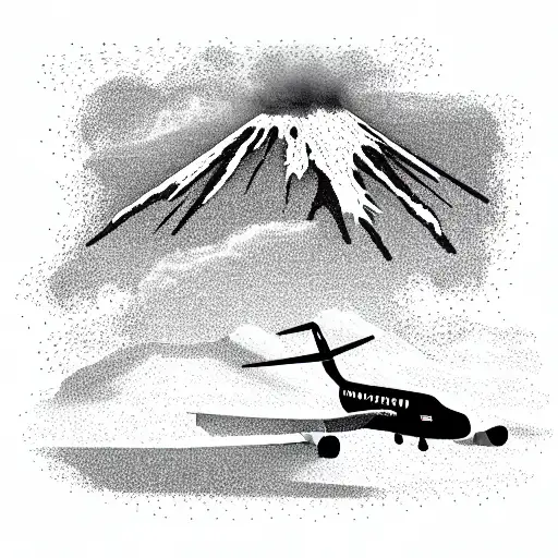 Aircraft On The Background Of The Volcano