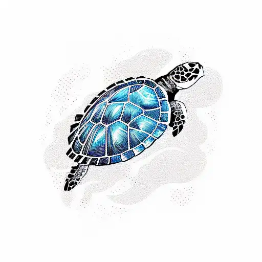 Sea Turtle Riding Wave