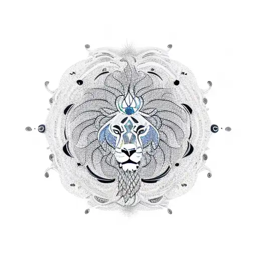 A Lion And A Peacock In A Yin-yang Symbol