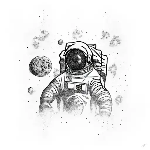 An Astronaut Powerlifting With A Dragon Tattoo On His Arm