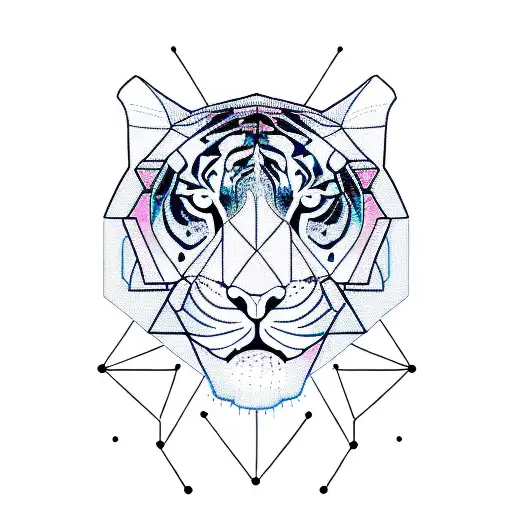 Geometric Tiger With Neon Eyes