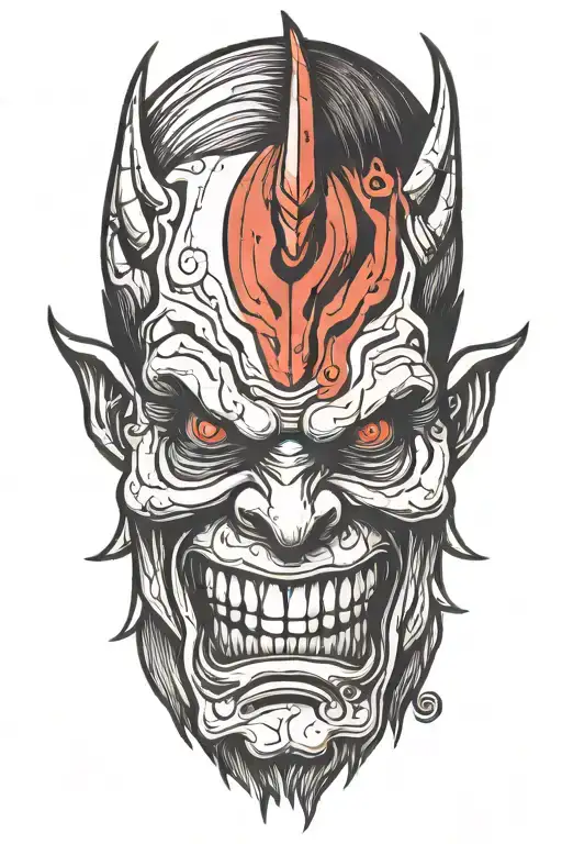 A Sketch Tattoo Of Gunter O'dimm As A Demon With A Sly Smile