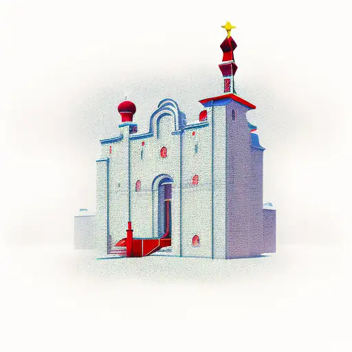 Water Well In A Red Square