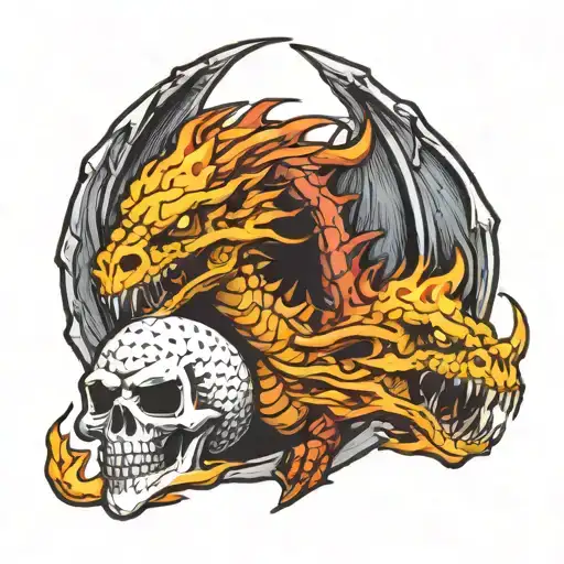 Skulls Golf Ball Dragon Breathing Fire