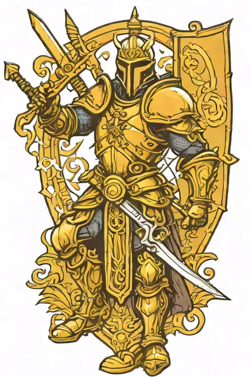 Libra Zodiac Sign Intertwined Within A Knight Holding A Sword