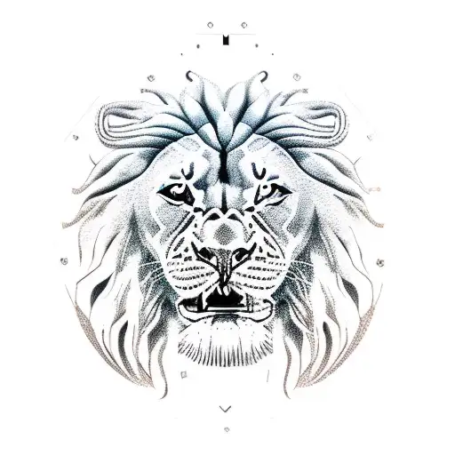 African King Sitting Down In Throne Holding Lion Head