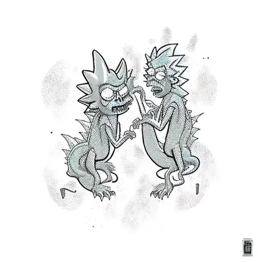 Dragon Fighting Rick And Morty