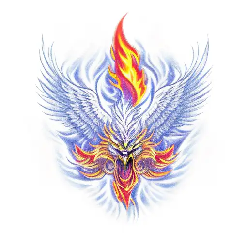 A Phoenix Rising From The Ashes While Surrounded By Flames