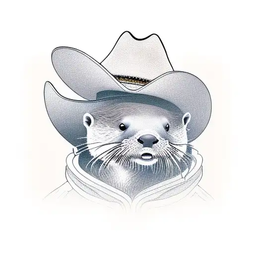 Otter Wearing A Cowboy Hat