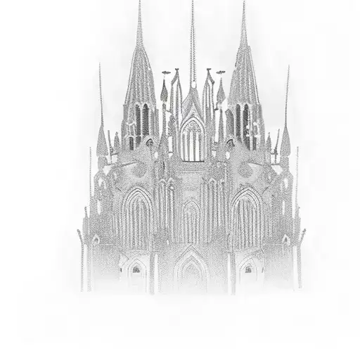 Dark Gothic Cathedral With Lots Of Spires
