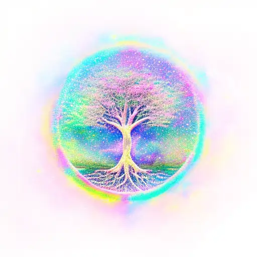 Tree Of Life With Pastel Starry Night Sky