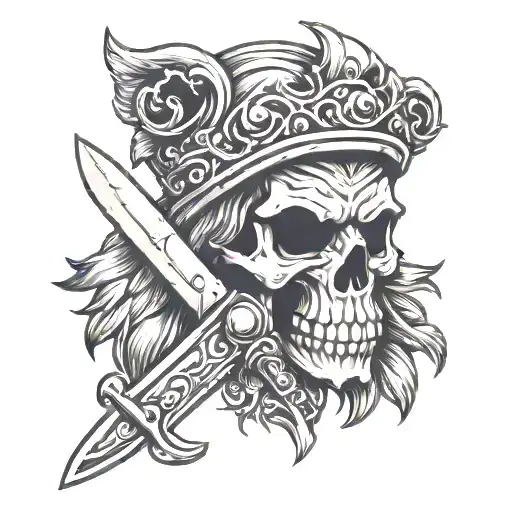 The Skull Of A Lion With A Knife Crossed