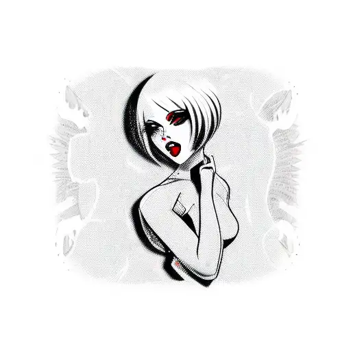 Emo Pinup Girl With A Box Cutter Tattoo