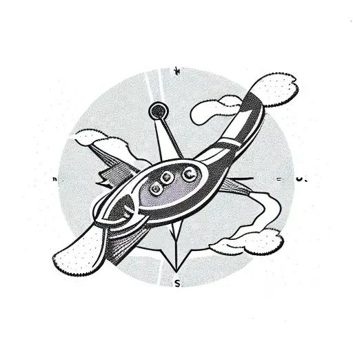 Travelers Compass With River At The Bottom And Duck Flying Over