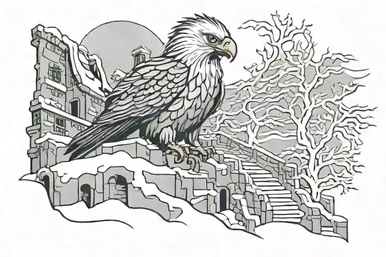 Eagle In Snow Storm C Escher Staircase