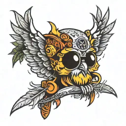 Slumerican Yelawolf Inspired Tatoo With Owls Weed Whiskey And Music