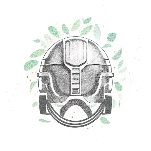 A Military Helmet Surrounded By Laurel Leaves