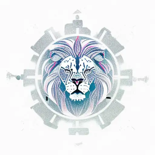 Tribal Lion With Clock