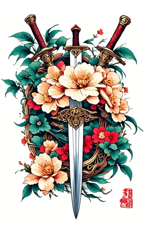 Sword And Plum Blossoms Wrapped