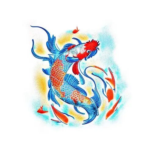 Phoenix With Koi Fish