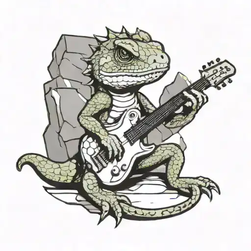 A Lizard Playing A Guitar On A Rock Stage