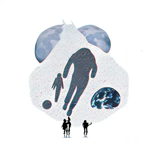 Silhouettes Walking On The Moon