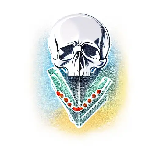 Skull With Beer Bottle And Moustache