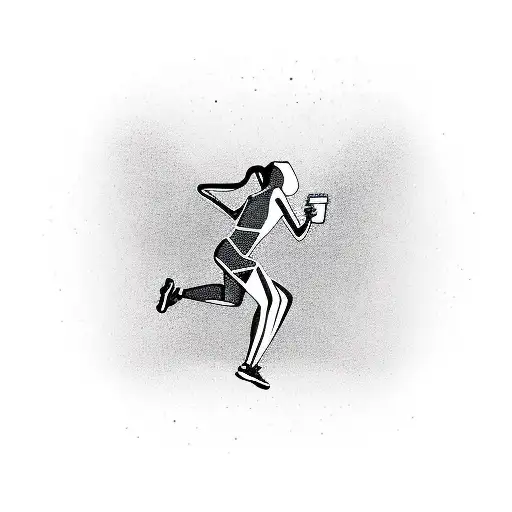 A Minimalist Silhouette Of A Runner With Coffee Cup In Hand