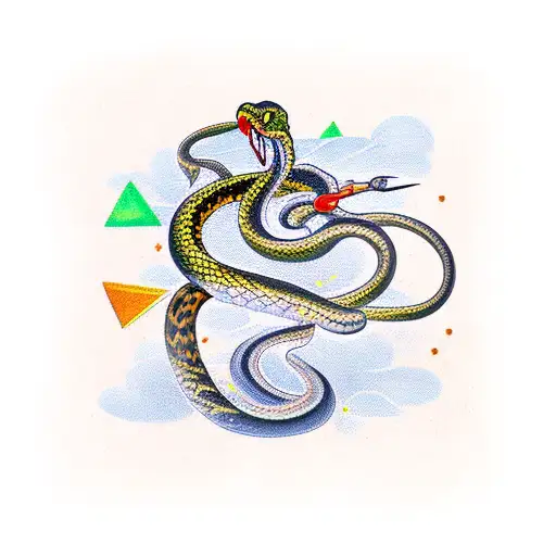 Traditional Style Tattoo Of A Snake And Crow Forming A Musical Staff