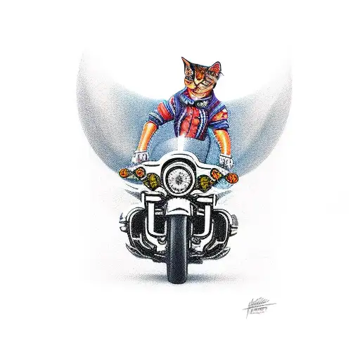 Cat Riding Mitor Harley Davison