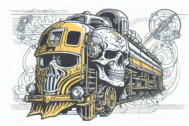 Skull Art Deco Streamliner Train