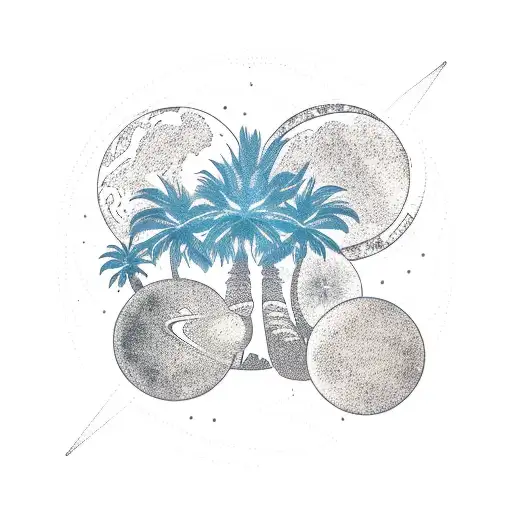 Large Palm Tree With Planets