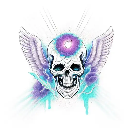 Alas De Angel Y Demonio Con La Muerte En Medio