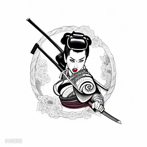 Pinup Samurai With Katana