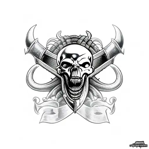 Viking Skull With Vampire Fangs