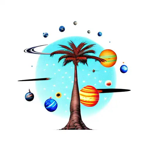 Large Palm Tree With Planets