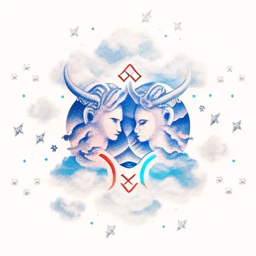 Gemini Symbol On Clouds